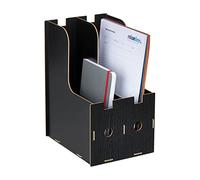 Relaxdays Filing Cabinet with 2 Compartments, DIN A4-C4 Format, DIY MDF Sturdy Organiser, HWD: 32 x 18.5 x 24 cm, Black, Fibreboard