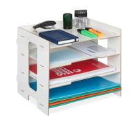 Relaxdays Filing Cabinet, 3 Compartments, Letter Tray, Office Document Organiser, A4 Format, 27 x 32.5 x 25 cm, White, Fibreboard