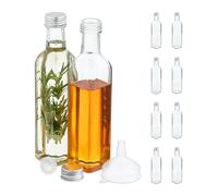Relaxdays, Filling, Set of 10, Empty Glass, Liqueur & Oil, Juice Bottles, 250 ml, Transparent, 22 x 4.5 x 4.5 cm