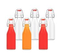 Relaxdays Filling, Set of 6, 250 ml, Swing top, Glass Bottle for Oil, Vinegar, Schnapps, Juice, Transparent, Silicone, 6er Set