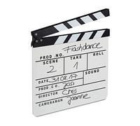 Relaxdays Film Directors Clapperboard, Wood, Chalk Board Clapper, Dry Erase Slate, Hollywood, H x W 26 x 30 cm, White