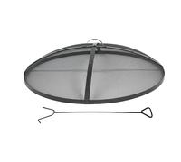 Relaxdays Fire Bowl Spark Guard with Poker, Steel, Black, Ø 90 cm