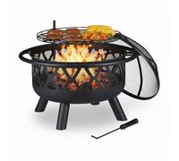 Relaxdays Fire Bowl with Grill and Spark Guard