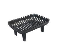 Relaxdays Fire Grate, Log Rack for Fireplace, HWD: 16 x 42 x 28 cm, Sturdy, Heavy, Grate with Legs, Cast Iron, Black