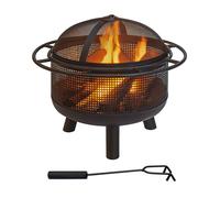 Relaxdays Fire pit, spark guard & poker