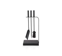 Relaxdays fire tools, 4-piece set, poker, ash shovel, brush & stand, modern fireplace accessories, black