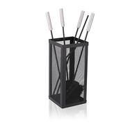 Relaxdays fire tools, 5-piece set, poker, ash shovel, brush, tongs & holder, fireplace set, black/silver