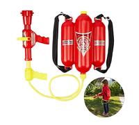 Relaxdays Firefighter Water Blaster, 2.5 L Tank, 5 m Range, 2 Spray Modes, Toy Extinguisher Hose & Backpack, Red/Yellow