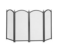 Relaxdays Fireguard, 4-piece Set, Grille, Protect Against Flying Sparks, HxW: 54x97.5 cm, Metal, Black, Iron, 54 x 97.5 x 1.5 cm