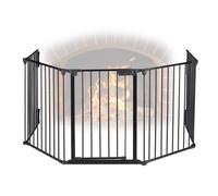 Relaxdays Fireplace Guard, 5 Panels, HxW Each 75 x 60 cm, with Door, Child Protection, Fireside Barrier, Steel, Black