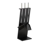 Relaxdays Fireplace Tool Set, 4-pieces, Poker, Ash Shovel, Broom, Stand, Stainless Steel, Modern Accessories, Black, Steel, 72 x 23 x 17 cm