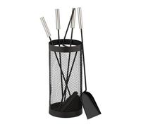 Relaxdays Fireplace Tool Set, 5-pieces, Poker, Ash Shovel, Broom, Tongs & Stand, Stainless Steel, Accessories, Black, Steel, 56 x 17 cm
