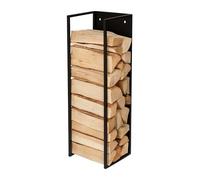 Relaxdays Firewood Holder, Wall Mounted, HWD: 100x25x25 cm, Logs, Powder Coated, Iron, Firewood Stand, Black