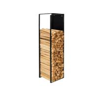Relaxdays Firewood Holder, Wall Mounted, HWD: 120 x 25 x 25 cm, Wood Storage, Powder Coated, Iron, Black
