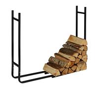 Relaxdays Rack, for Storing Firewood Outside & Inside, Modern Log Shelf, HWD: 91 x 123 x 19,5 cm, Iron, Black, Steel
