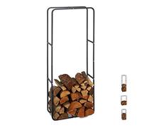 Relaxdays Firewood Shelf, Wood Logs Stacking Aid Made of Steel, Indoor and Outdoor, Firewood Shelf, H x W 150 x 60 cm, Anthracite