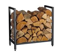 Relaxdays Firewood Rack, Metal, HWD: 62.5 x 65 x 30.5 cm, Firewood Holder for Logs, Black