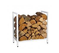 Relaxdays Firewood Rack, Metal, HWD: 62.5 x 65 x 30.5 cm, Firewood Storage for Logs, Stacked Wood, White