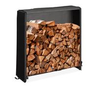 Relaxdays Firewood Rack with Black Cover