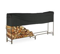 Relaxdays Firewood Rack with Cover, Steel, Log Storage Stand, Stacking Wood Shelf, HWD: 122 x 250 x 30 cm, Brown/Black