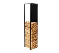 Relaxdays Firewood Shelf, Wall Mount, HLP: 160 x 25 x 25 cm, Dry Wood, Iron, Black