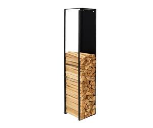 Relaxdays Firewood Shelf, Wall Mount, HLP: 160 x 25 x 25 cm, Dry Wood, Iron, Black