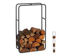 Relaxdays Firewood Shelf, Wood Logs Stacking Aid Made of Steel, Inside and Outside, Firewood Shelf, H x W 100 x 60 cm, Anthracite
