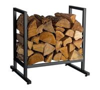 Relaxdays Firewood Storage Rack, Metal, Modern, HWD: 62x60x49 cm, Firewood Holder, Firewood, Stacked Wood, Black
