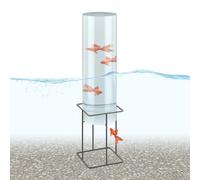 Relaxdays Fish Column, HWD: 87 x 22 x 22 cm, Acrylic, Metal, Tower for Garden Pond, Originak Decoration, Clear/Grey