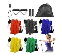 Relaxdays Fitness Bands, 5 Exercise Bands with Handles, Loops & Door Anchor, Resistance Bands for Strength Training, Colorful