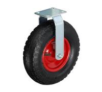 Relaxdays Fixed Castor, 3.50-6, Max. Load 120 kg, Rubber, Steel Plate, Air-Filled, Heavy-Duty Wheel,