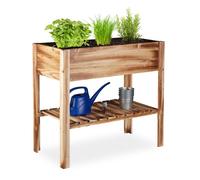 Relaxdays Flamed Wooden Raised Garden Bed