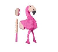 Relaxdays Flamingo Piñata with Stick & Mask, Fillable Party Decoration, 80x40x14 cm, Pink