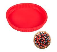 Relaxdays Flan Cake Mould, Silicone, for Quiche, Tart, Pie, Pastry Case, Dishwasher-Safe & Heat-Resistant, Ø 25 cm, Red