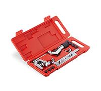 Relaxdays Flaring Tool, Set with Pipe Cutter, 5-16 mm, Brake Tube Kit, for Copper & Aluminium Pipes, Silver/Black/Red