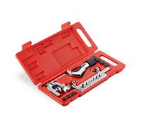 Relaxdays Flaring Tool, Set with Pipe Cutter, 5-16 mm, Brake Tube Kit, for Copper & Aluminium Pipes, Silver/Black/Red