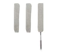 Relaxdays Flat Duster, Extendable Telecopic Bar up to 115cm, Washable Cover, Microfibre, Car & Household, Dust Mop, Grey