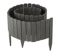 Relaxdays Flexible Flowerbed Edging, 200cm, Push-In Wood Fence, 30cm Height, Dark Grey