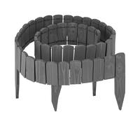Relaxdays Flexible Wooden Lawn Edge 200 cm, 10 cm Height, Dark Grey, Stake-In Flowerbed Edging