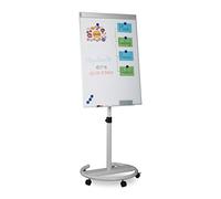 Relaxdays Flipchart, Mobile, with Castors, Magnetic, Height-adjustable, Pen Tray, Whiteboard H x W: 100 x 70 cm, White