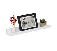 Relaxdays Floating Shelf, Simple Wall Rack for Storage, Picture Frames, Spices or Decor, HWD: 5 x 48 x 8 cm, MDF, White, Fibreboard
