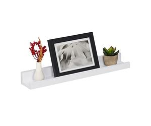 Relaxdays Floating Shelf, Simple Wall Rack for Storage, Picture Frames, Spices or Decor, HWD: 5 x 48 x 8 cm, MDF, White