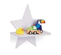 Relaxdays Floating Shelf, Star-Shaped, Wall-Mounted, Children's Room, HWD: 27.5 x 25 x 11.5 cm, Sturdy Pine Wood, White