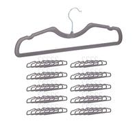 Relaxdays Flocked Hanger Set of 50, Velvet Coating, Non-Slip & Compact, Rail and Notches, Suit Holders, Grey, One Size