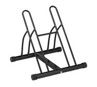 Relaxdays Floor Bike Rack, for 2 Bicycles, Wheel Width up to 60 mm, 57 x 60.5 x 55 cm, Indoor Metal Parking Stand, Black, Steel