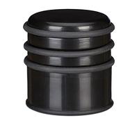 Relaxdays Floor Door Stop, Heavy Bumper for Doors & Windows, Draft Protection, ∅ 7 cm, 3 Rubber Rings, Black