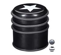 Relaxdays Floor Doorstopper, Bumper for Windows & Heavy Doors, Large, with Star Logo, 8 cm Tall, Black