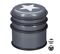 Relaxdays Floor Doorstopper, Bumper for Windows & Heavy Doors, Large, With Star Logo, 8 cm Tall, Dark Grey