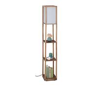 Relaxdays Floor Lamp with 3 Shelves, Modern Design, HLP 159x26x26 cm, E27, Self-Supporting Floor Lamp, Brown Grey