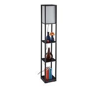 Relaxdays Floor Lamp with Shelf, H x W x D: 159 x 26 x 26 cm, E27 Socket, Modern Design, Floor Lamp, 3 Shelves, Black/Grey, 10034525